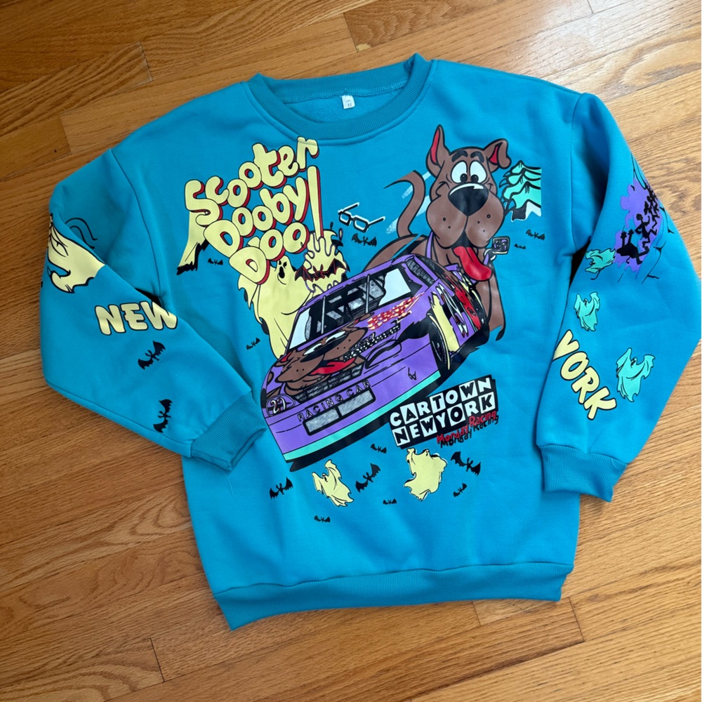 Scooby Doo Shaggy Cartoon Network Sz. M Sweatshirt Nascar Racing Vintage 90s.